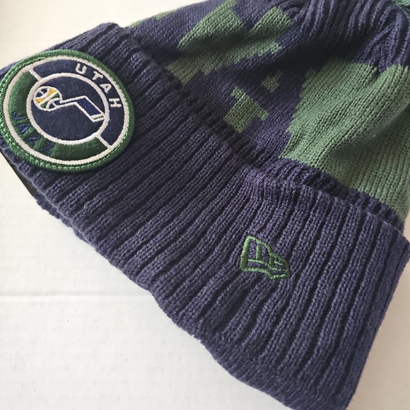 Utah Jazz New Era Sport Logo NBA Cuffed Knit Hat with Pom Navy Men's Warm NWT - Picture 5 of 5